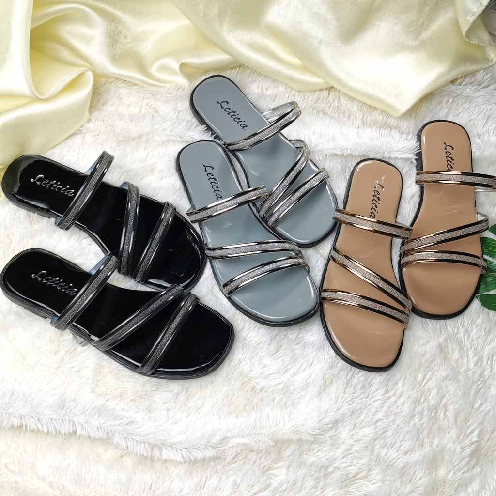 Leony - Sandal Wanita Selop Mika Gliiter Teplek