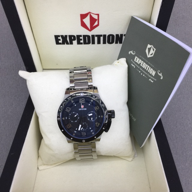 Expedition tali rantai Silver hitam Silver wanita E 6381 BF original 100% garansi resmi 1 tahun