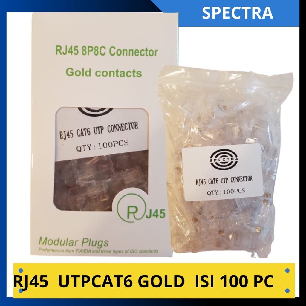 RJ45 UTP CAT6 SEPCTRAISIS 100 PC GOLD PLATED