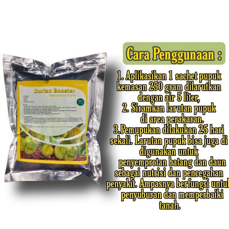 Pupuk Booster Organik Pelebat Buah Durian dan Pemacu Bunga dan Buah Durian Agar Cepat Berbuah Lebat