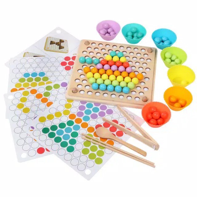 FR407 Mainan Montessori Belajar Warna - Color Sorting Beads Educational Toys