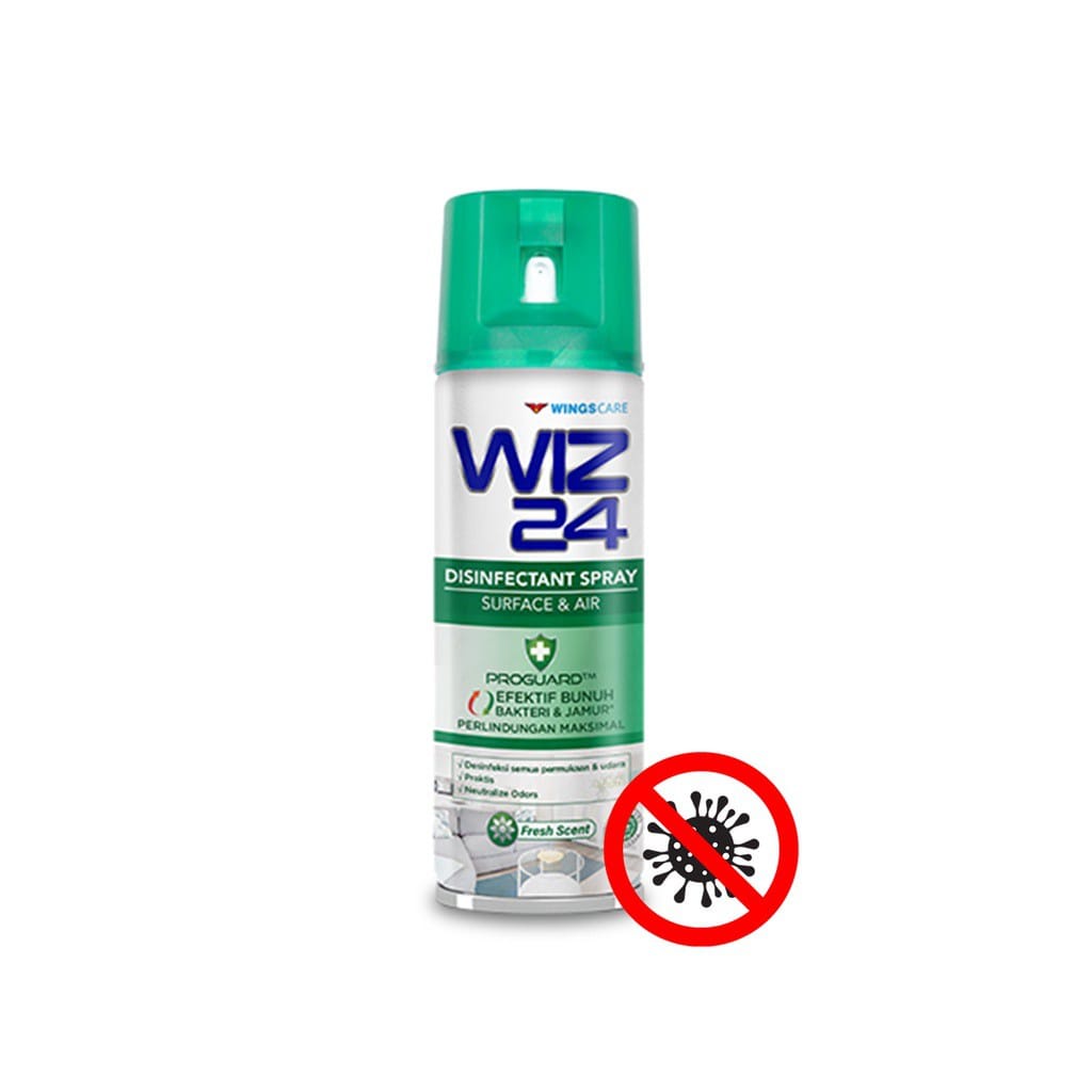 Wiz 24 Disinfectan Spray Fresh Scent 300 ml - Aerosol Cairan disinfectant