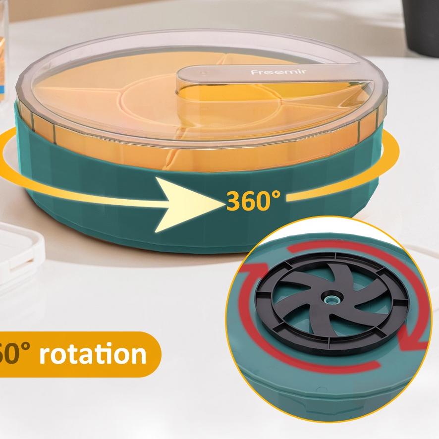 9.9 Promo Brand freemir Basi Prasmanan Putar Plastik Set 5 in 1  Bulat Penyimpanan Makanan Toples Le