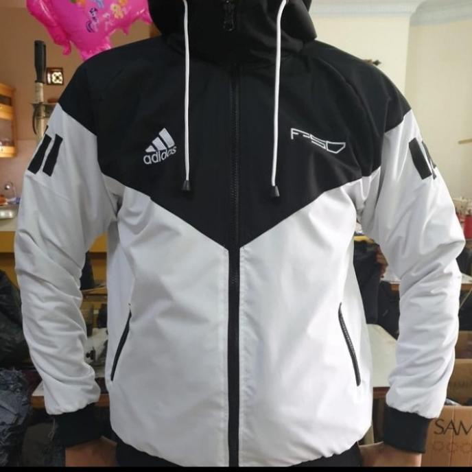 JAKET SKILLER F50 ADIDAS PRIA WANITA TASLAN HITAM PUTIH OUTDOOR