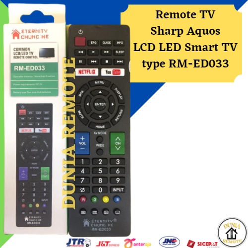 Remot Remote TV Sharp Aquos LCD LED Smart TV RM-ED033 Dan Sharp 950TR / NETFLIX / YOUTUBE