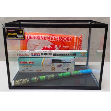 Paket aquarium Nikita Triset L dengan Lampu celup LED