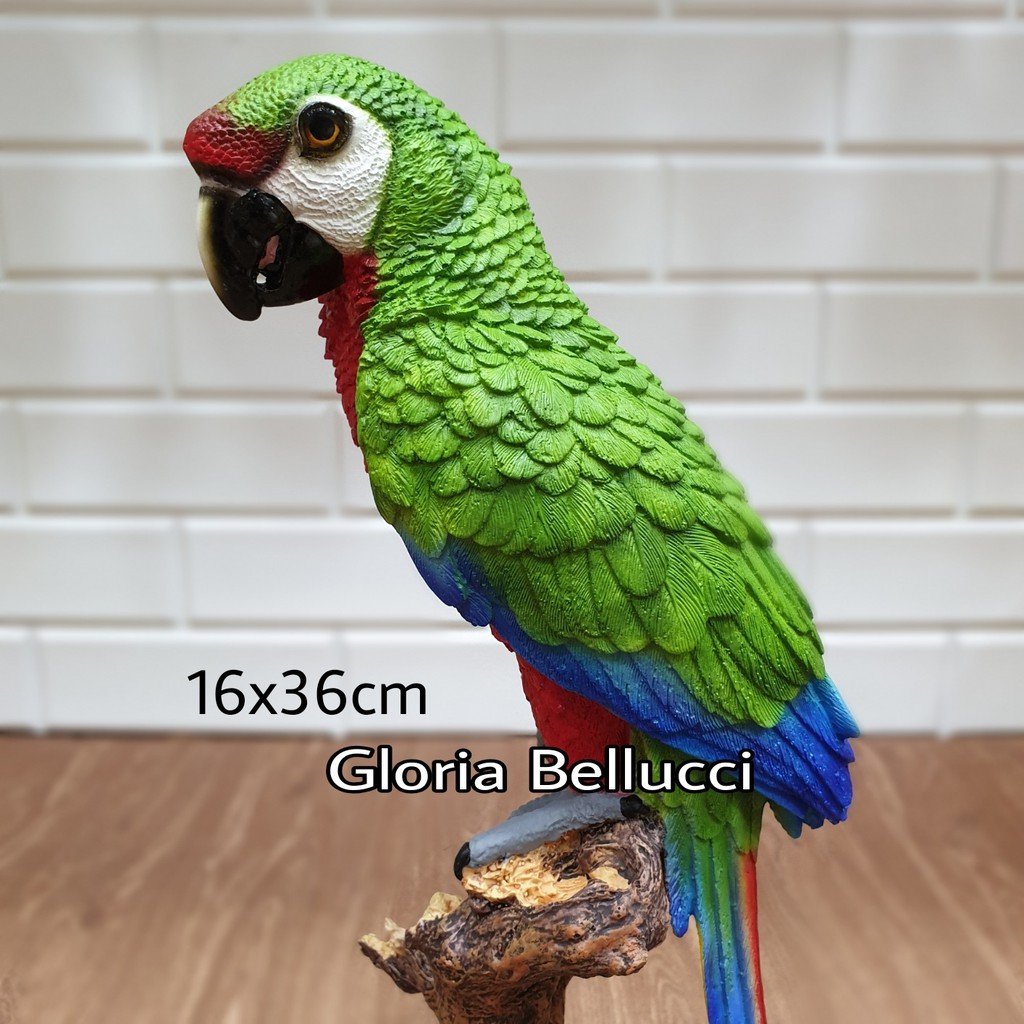 patung pajangan burung parrot bayan statue betet makaw hiasan taman kebun kolam rumah