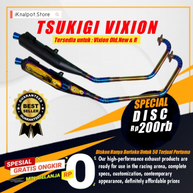 Knalpot Tsukigi Vixion Bluemoon Dengan Tameng PNP Vixion Old New R