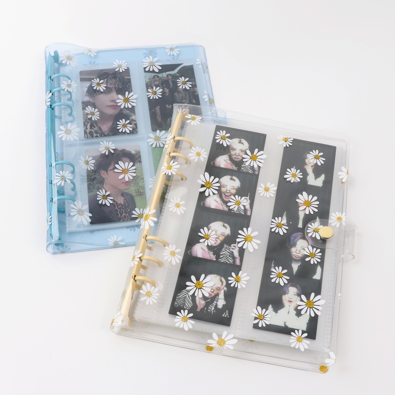 INS Daisy Transparent Purple A5 A6 Binder Album Cover 6 Holes Photo Album Photocard Lomo Card Holder Loose-leaf Notebook