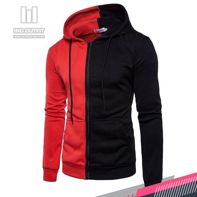 Jual Zip Hoodie Kombinasi Mix Warna S 6xl Jaket Sleting Mix 2 Warna