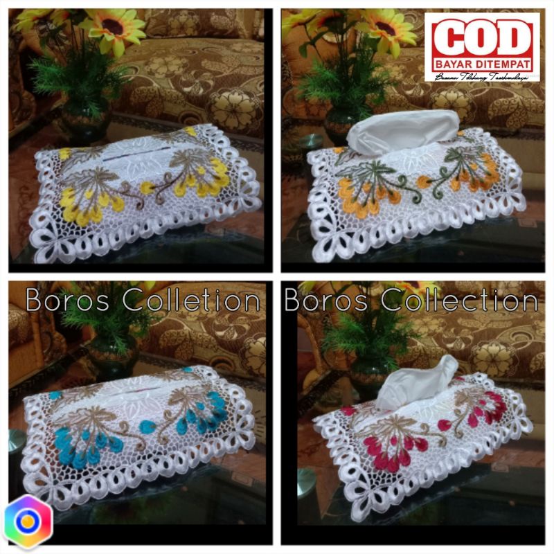 Sarung Tisu Bordir / Cover Tisu Bordir ( RANDOM WARNA )