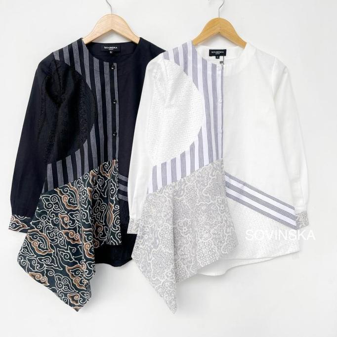 Atasan Batik LB 13 Hitam Blus Blouse Baju Kerja Wanita Batik Modern Termurah