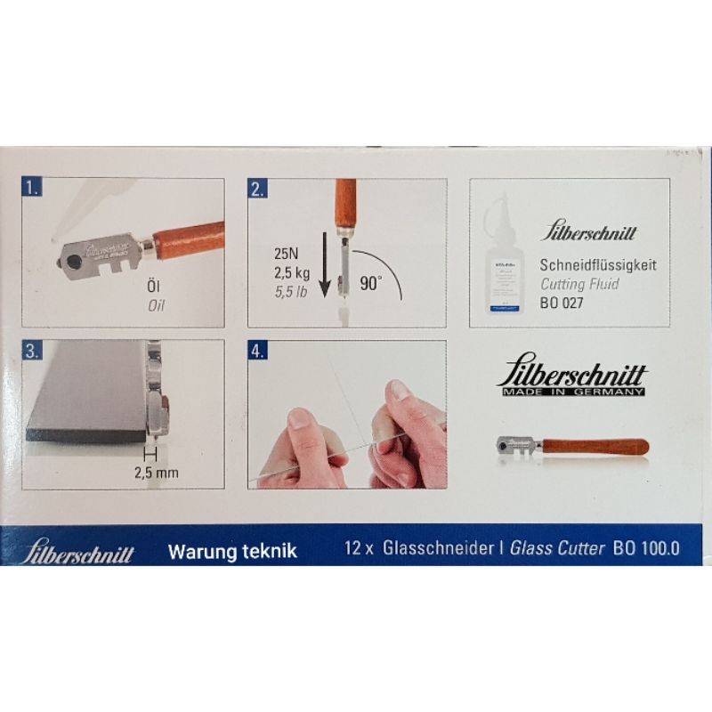 BOHLE SILBERSCHNITT ORIGINAL GLASS CUTTER ALAT POTONG KACA GAGANG KAYU MADE IN GERMANY