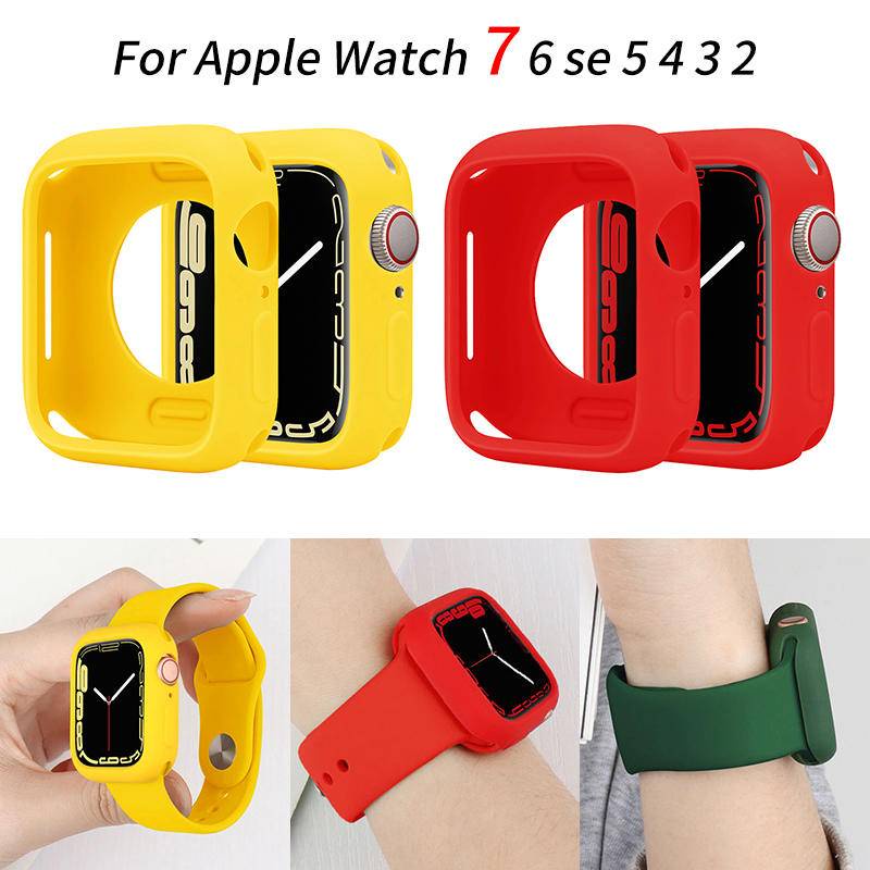 Soft Case Silikon Warna Permen Untuk Apple Watch 7 SE 6 5 4 3 2 1 38MM 40MM 41MM 42MM 44MM Bumper