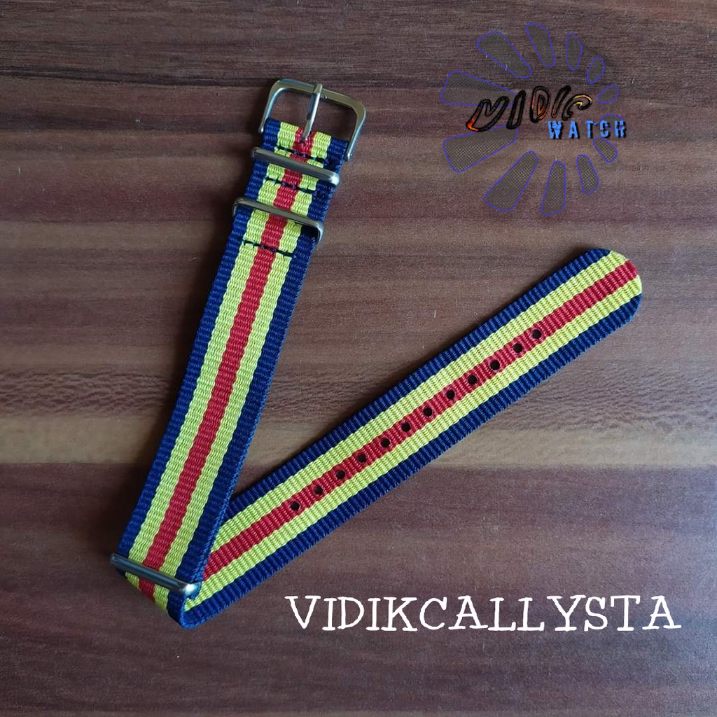 Tali jam Tangan 3C Canvas Nylon Kain Model Nato Strap 20mm 5Strip