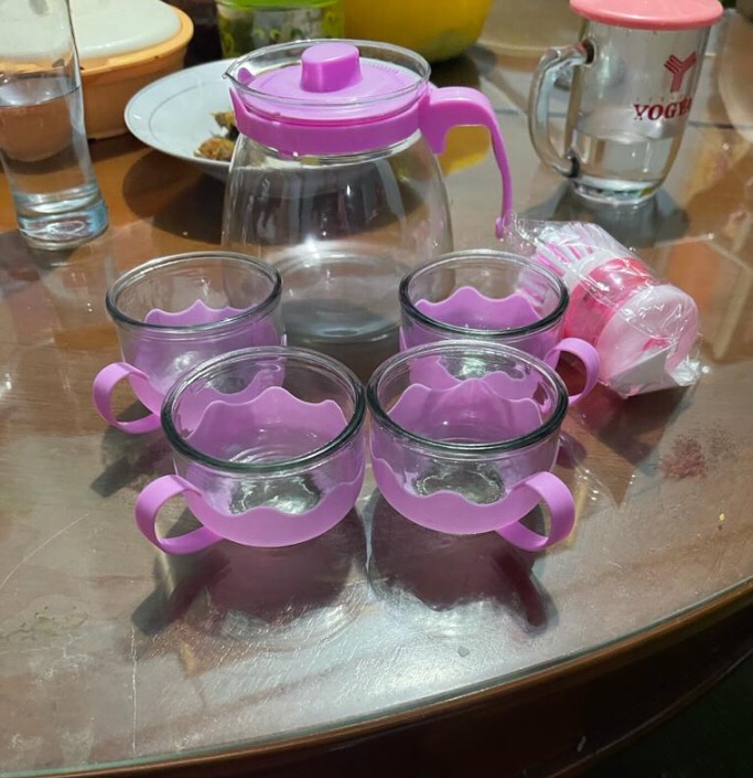 Tea Pot Set 5 In 1 / Set Teko Teh Kaca Tebal / Teko Teh Unik / Teapot Glass