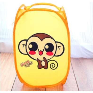 Keranjang Baju Lipat / Keranjang Baju / Keranjang Baju lipat Motif Karakter Jaring model rilakkuma kelinci monkey beruang gajah