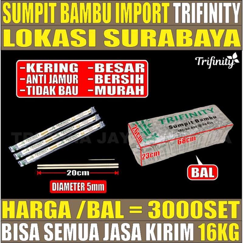 Sumpit Bambu Panda Trifinity Higienis Halus Import Ball Jaskir SBY