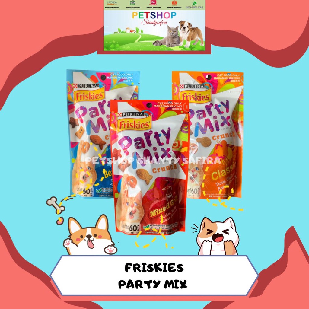 SNACK KUCING -  FRISKIES PARTY MIX 60 GR