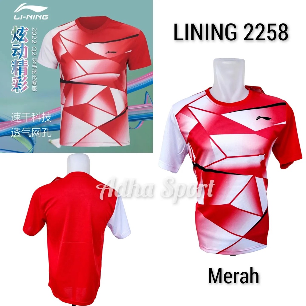 Kaos Badminton L 2258 / L2258 Merah ADHA SPORT