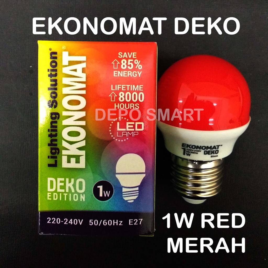 LAMPU LED EKONOMAT DEKO 1W RED MERAH E27 BULB MERAH / MURAH HEMAT
