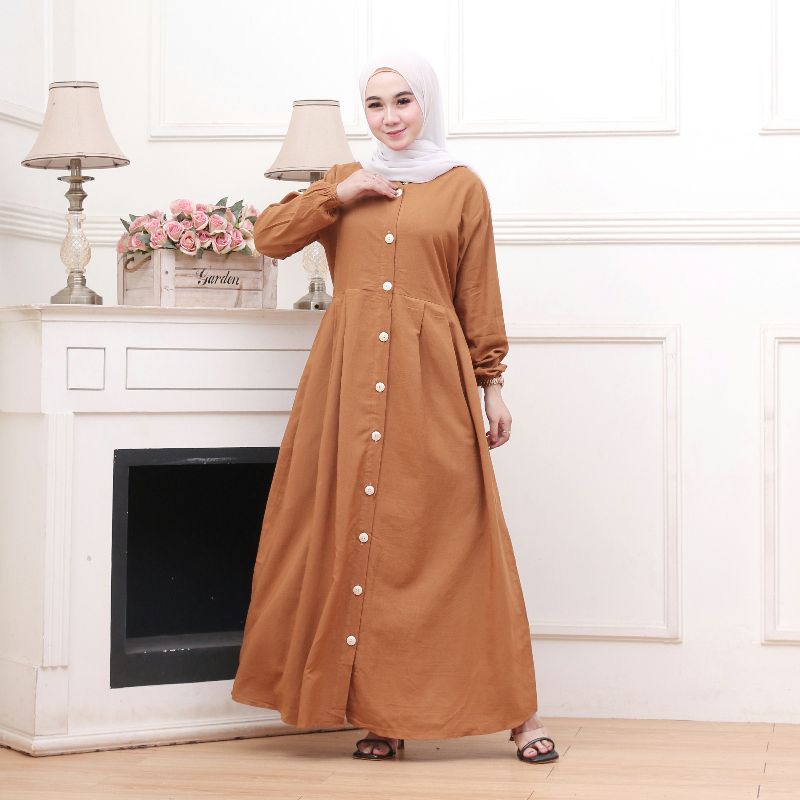 BAJU GAMIS RAYON POLOS TERBARU MODEL KEKINIAN FULL KANCING-Coksu