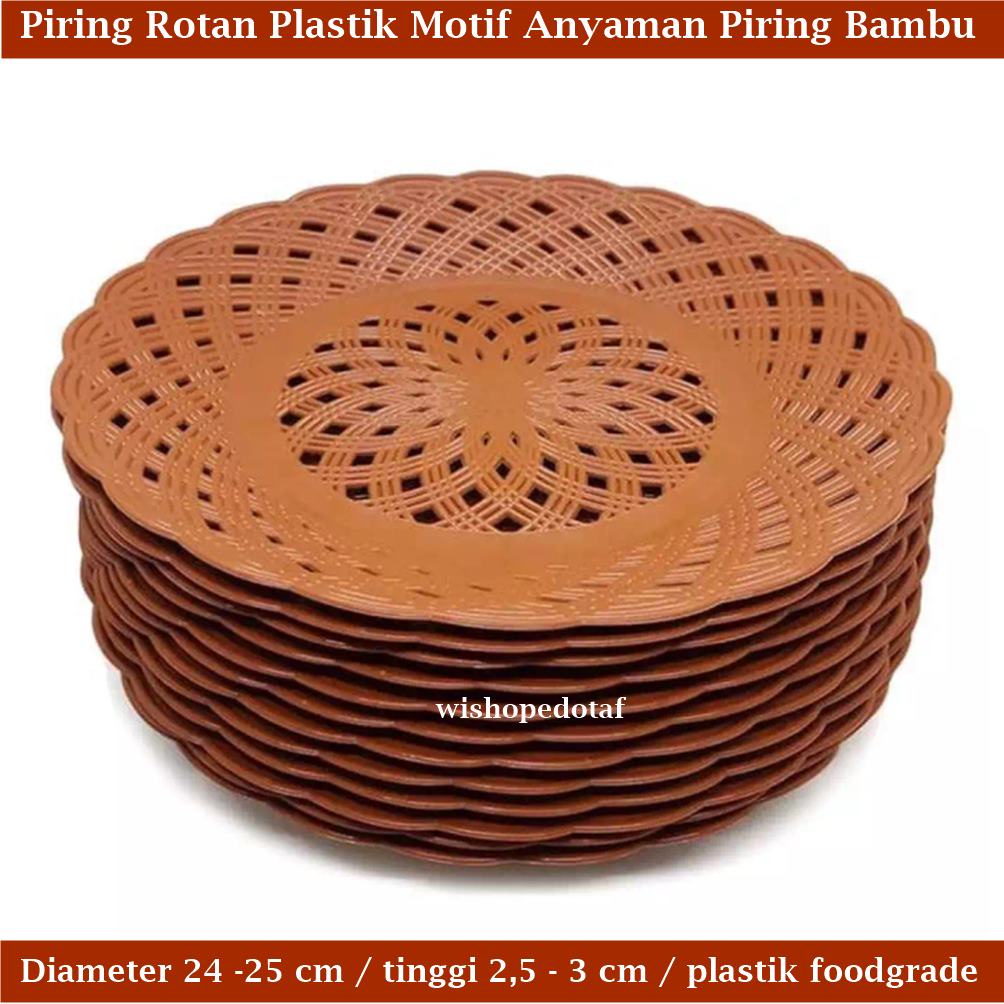 Piring Rotan Plastik Motif Anyaman Piring Bambu