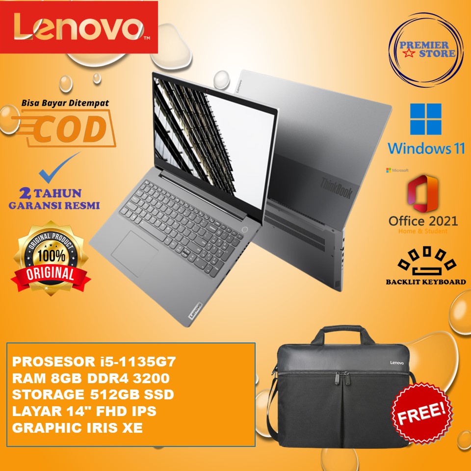 LENOVO THINKBOOK 14-G2 I5-1135G7 8GB 512GB SSD FHD IPS WIN11+OHS IRIS XE
