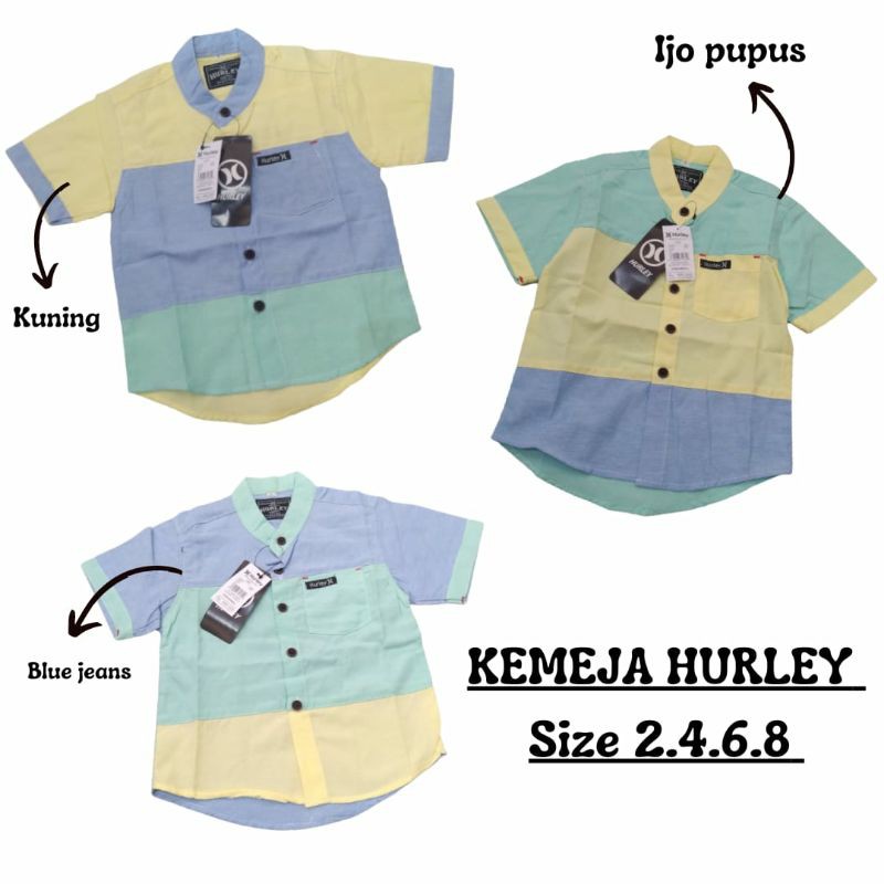 kemeja anak laki laki/kemeja hurley anak 2-5th