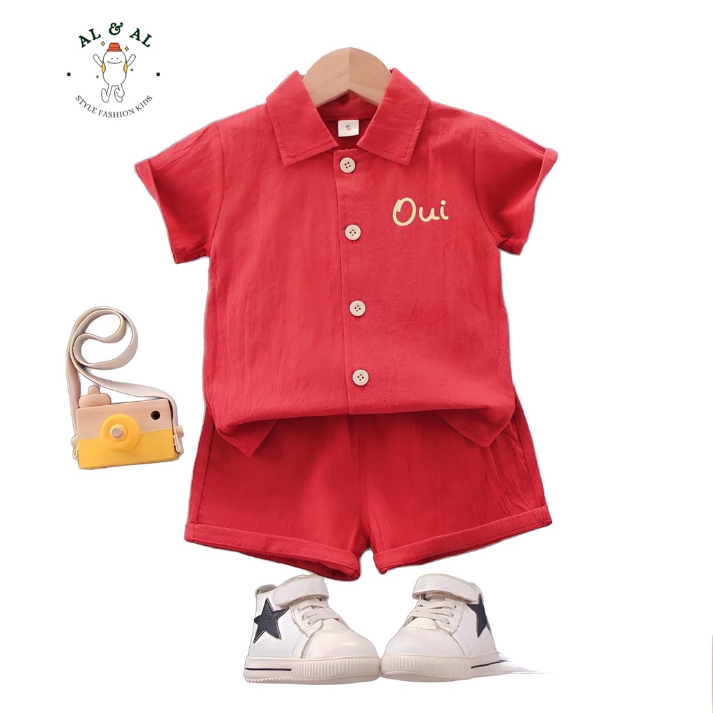 Setelan Kemeja Import Anak Laki Laki Dan Perempuan Model Korean Style Oui Usia 1-5 Tahun Terbaru / P