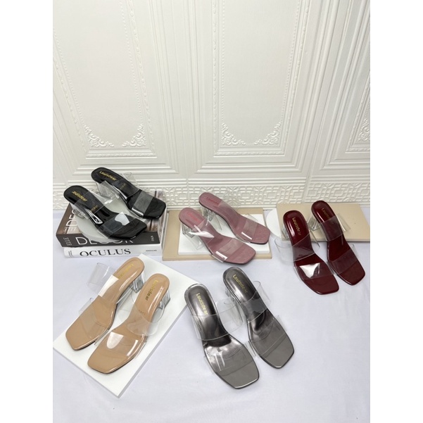 SALE… SALE… LOUISDEAR sendal kaca heel 7 cm bahan glossy H5