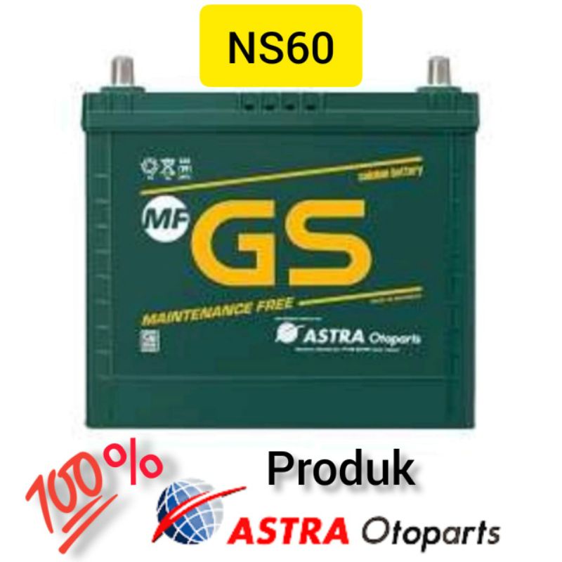 ( NS60 ) Accu Gs Astra Mf (Maintenance Free) Aki Untuk Mobil Taruna Xenia Terios Grandmax Swift Apv 