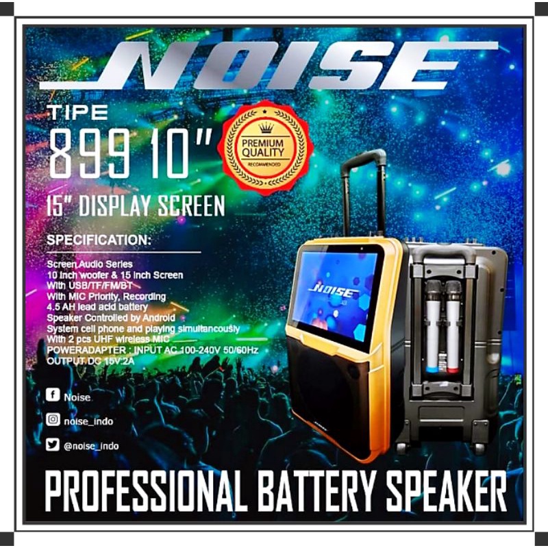 Speaker Portable Wireless Noise 899 Video Original 10 inch - Layar 15