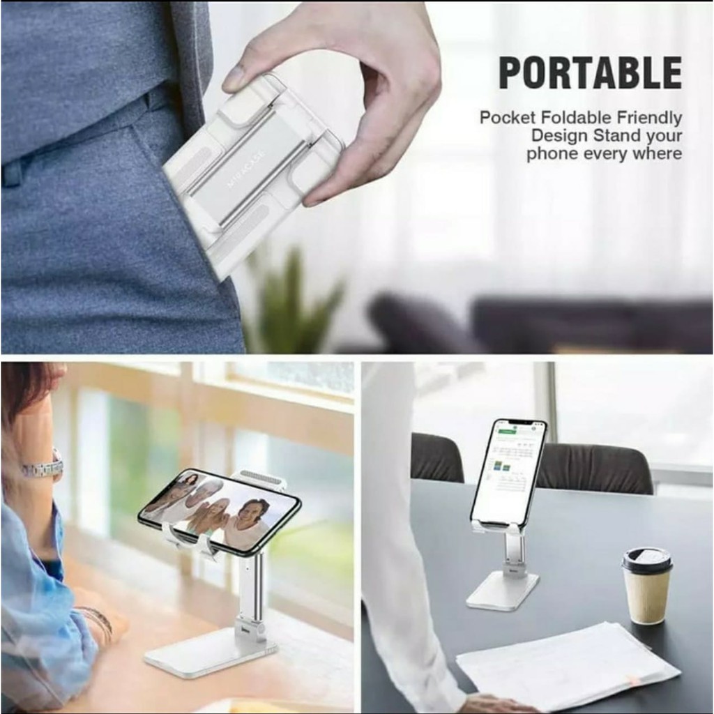 Phone Holder  Adjustable Liftable Foldable HP di Meja Folding desktop generasi 2