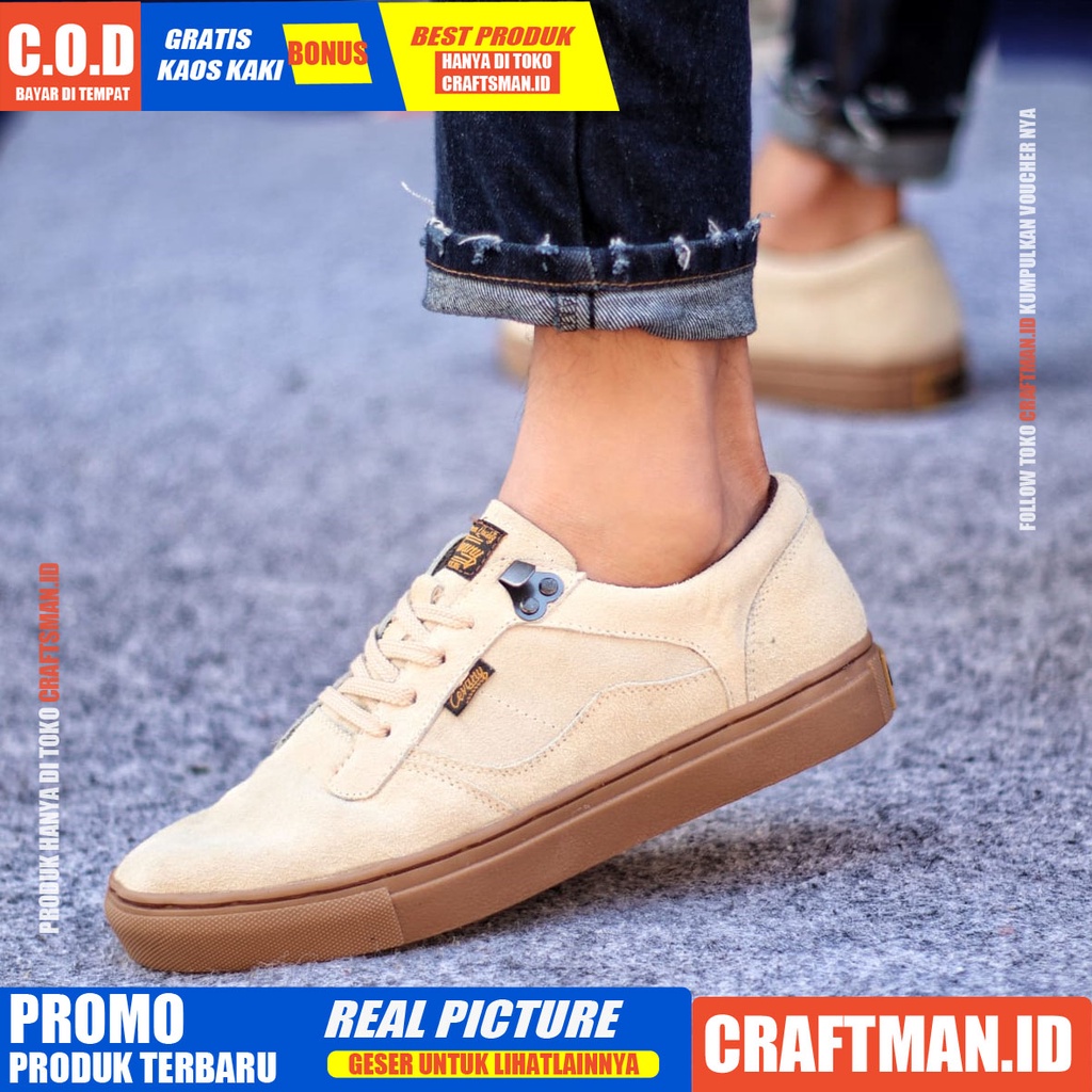 CRAFTS - Sepatu Formal Casual Hitam Sneakers Kerja Pria