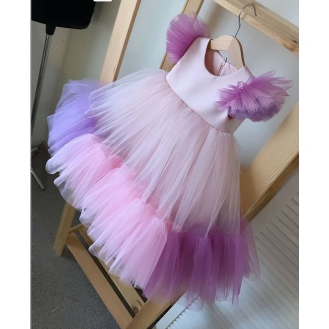 dress revina rainbow tutu anak baju pesta anak perempuan dres ulang tahun