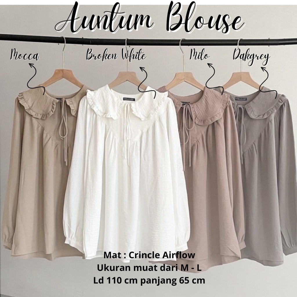 TOP BLOUSE CRINCLE AIRFLOW - AUNTUM BLOUSE - SHIRT CASUAL WANITA  - LONG SHIRT WANITA