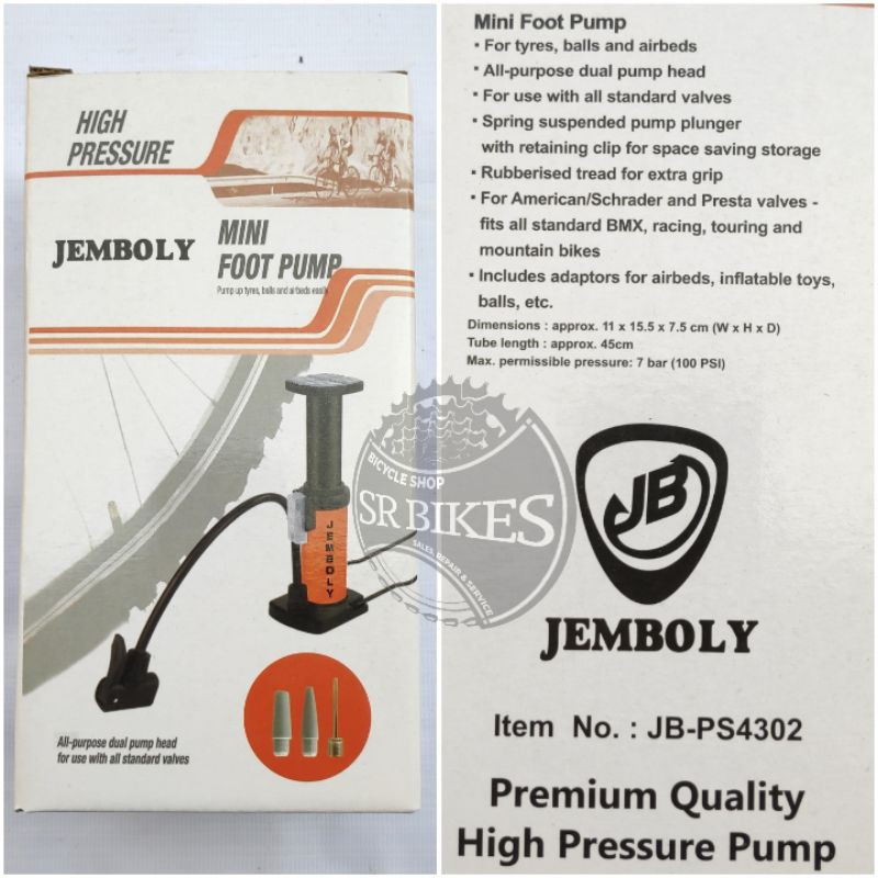 Pompa Injak Pompa Angin Sepeda &amp; Motor. Mini Portable. JEMBOLY PS-4302