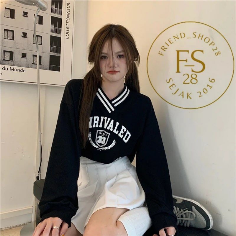 Sweater Crop Unrivaled Sweatshirt | Korean Style Sweatshirt | Pakaian Wanita | Bahan Fleece Tebal Dan Lembut | allsize
