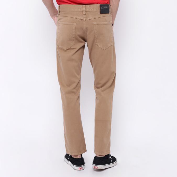 New Product Edwin Celana Jeans Reguler Fit Pria Panjang Coklat Muda 506-72-Khaky Free Ongkir