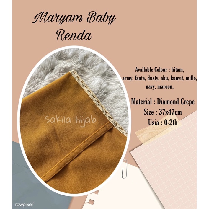 Bergo Maryam Baby Renda 0-2 Tahun Premium Super Adem dan Lembut