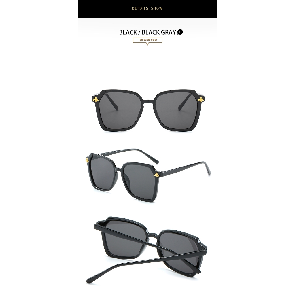 2022 Kacamata Hitam Wanita Model Retro Oversize Frame Kotak