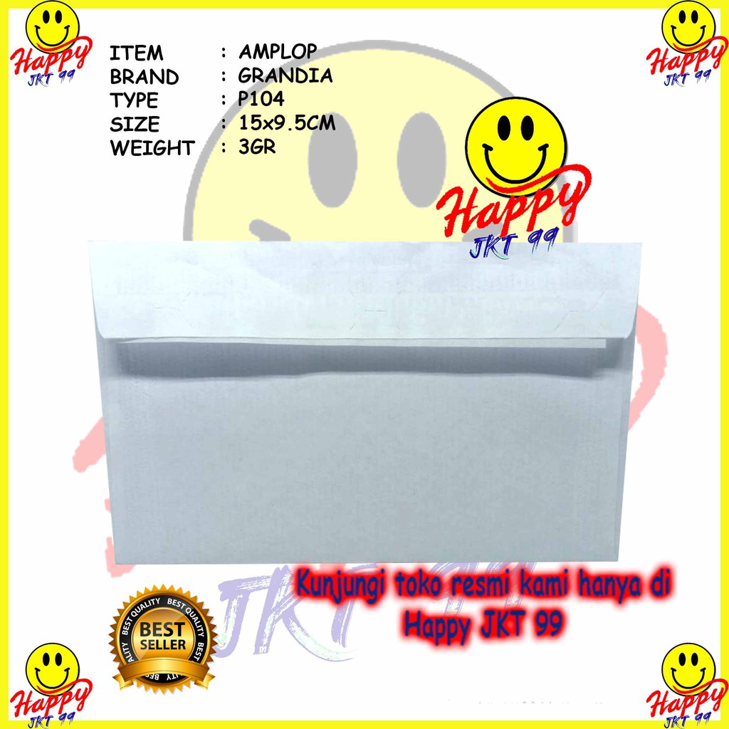 [ HAPPY JKT 99 ] AMPLOP POLOS PUTIH LEM 104 GRANDIA 15CM X 9.5CM PER PCS