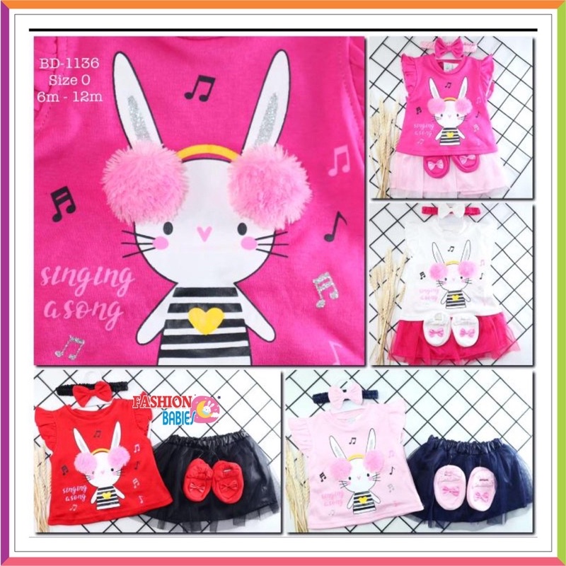 ❤ Baby Fashion ❤ 4in1 SET TUTU BAYI + BANDANA + SEPATU PEREMPUAN 3-12BLN / BABY GIRL TILE SET / KADO