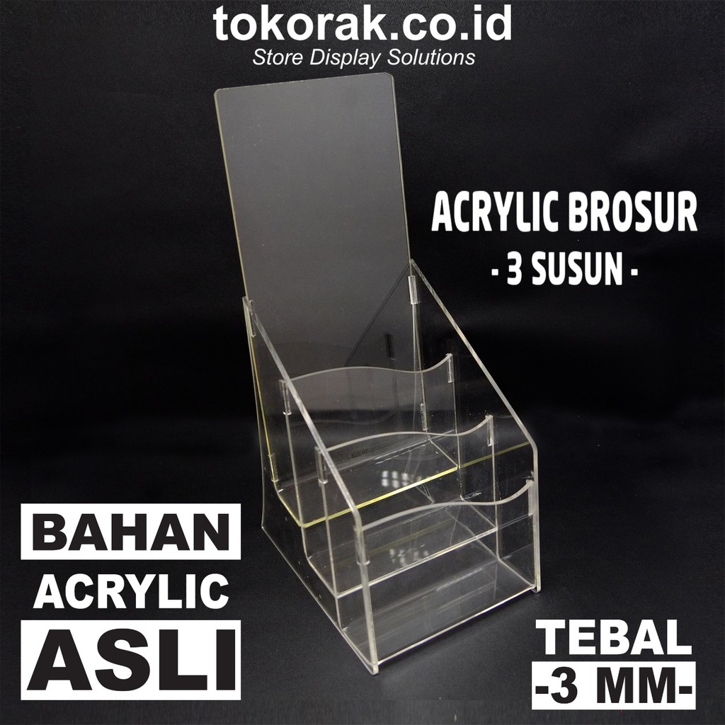 ACRYLIC BROSUR 3 SUSUN F.3 TEMPAT AKRILIK MIKA STAND