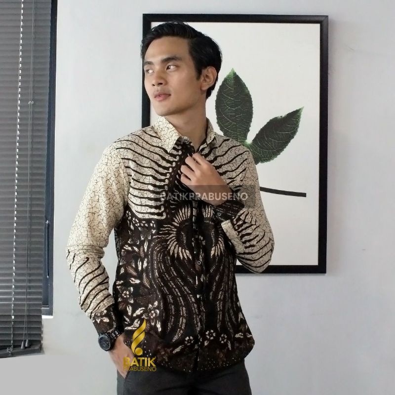 Arjuna Kemeja Batik Pria Prabuseno Original Lengan Panjang Slim Fit Full Furing Batik Dewasa Anak Mu