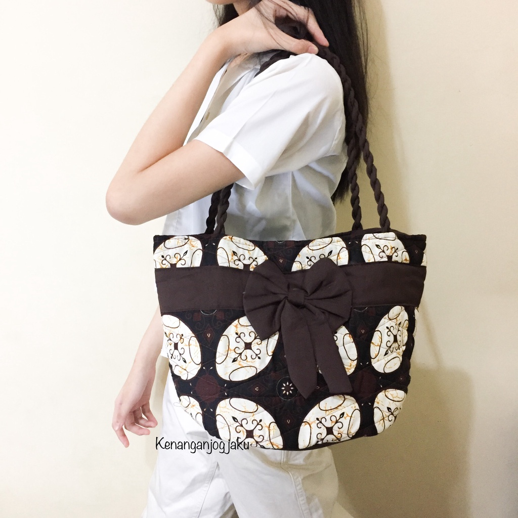 Adhisti Bag || COD Tas Batik Pita Premium  Wanita Tenteng Hand Bag Kapal Etnik Estetik Murah Totebag