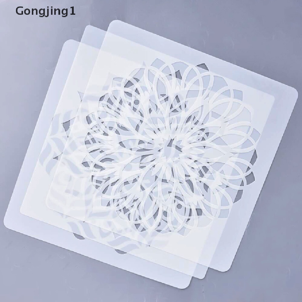 Gongjing1 Cetakan Emboss Motif Mandala Ukuran 30x30cm Untuk Dekorasi Lantai / Dinding DIY