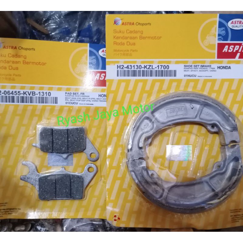 Paket kampas rem depan &amp; belakang for vario 125/150 LED old 2013-2018/CBS/110 techno/125 CBS/Beat F1