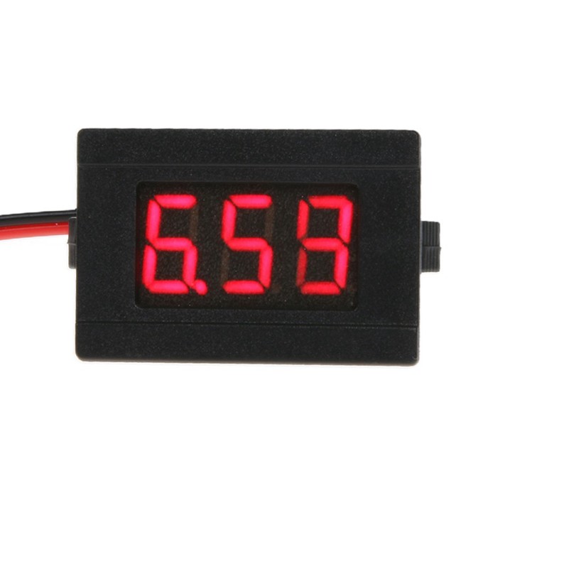 MINI DC VOLTMETER DENGAN FRAME 0.36&quot; 4.5-30V DC 2 KABEL VOLT METER - MERAH